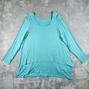 Soft Surrroundings Tiered Asymmetric Top 1X Aquamarine Blue Lagenlook Layered